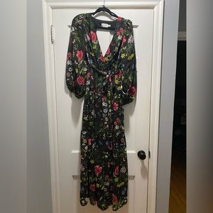 Black, floral Eliza J surplice blackness maxi dress